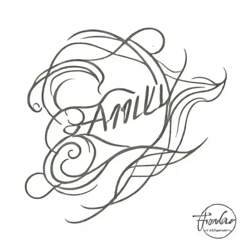 A Minimalist Wave Tattoo With The Word 'Family' In Script Font Integrated Into The Design