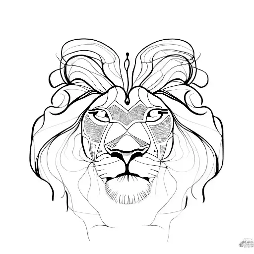 The Head Of A Lioness In One Line