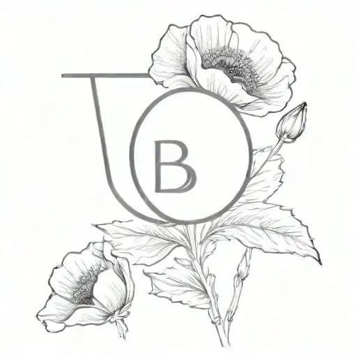 Line And Poppy With The Discreet Letter B