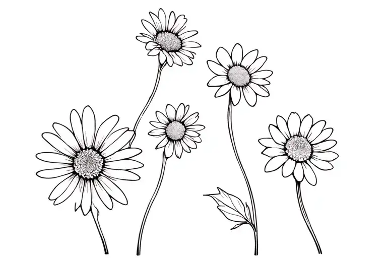 Single Aster And Single Daisy Flower