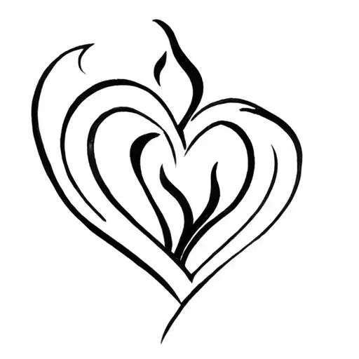 Rose And Flame Heart Shape