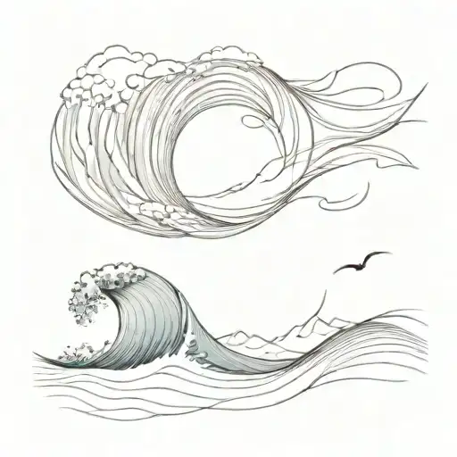Fine Line Ocean Wave With Shading And Detail