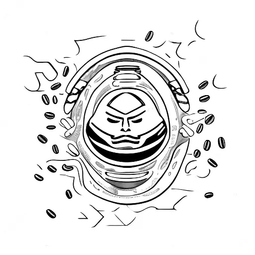 Coffee Beans Forming The Shape Of A Soldier's Helmet