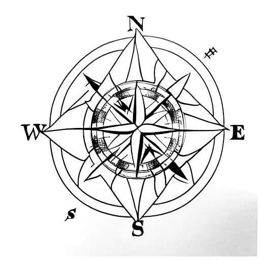 A Compass Rose With A Forest And Castle