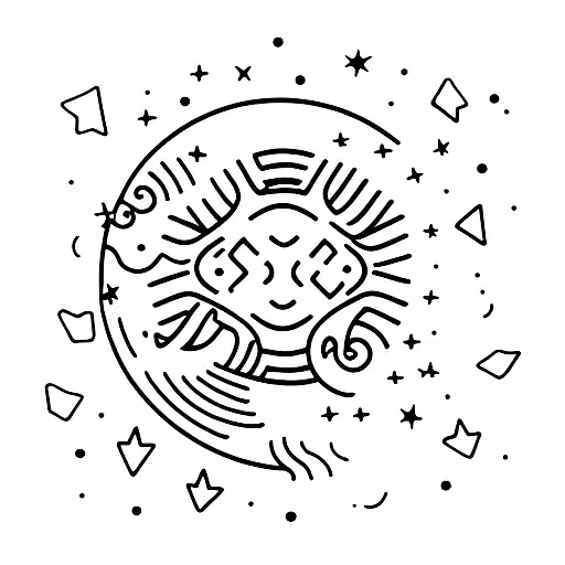 A Sleeping Moon With Stars Forming The Shape Of A Sleeping Person