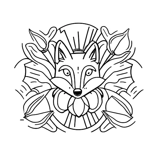 Fox Holding A Tulip In It's Mouth