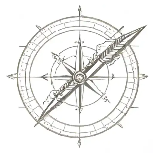 Compass And His Needle Pointing To The East