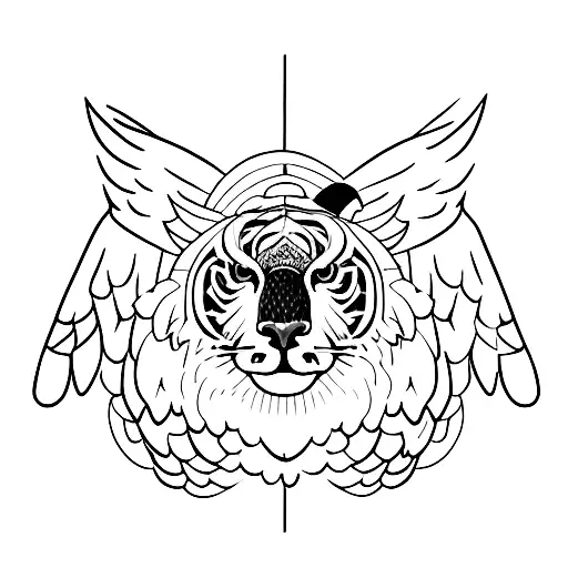 Falcon With Tiger In One Wing And Head Or A Ram In The Other