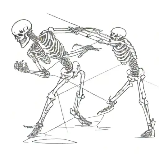 A Person Fighting A Skeleton