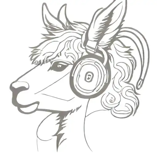 Abstract Alpaca With Headphones