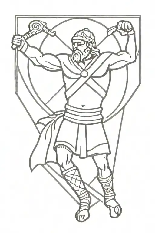 Elbow Tattoo Of An Ancient Slavic Warrior Holding A Shield With The Black Sun Rune On It