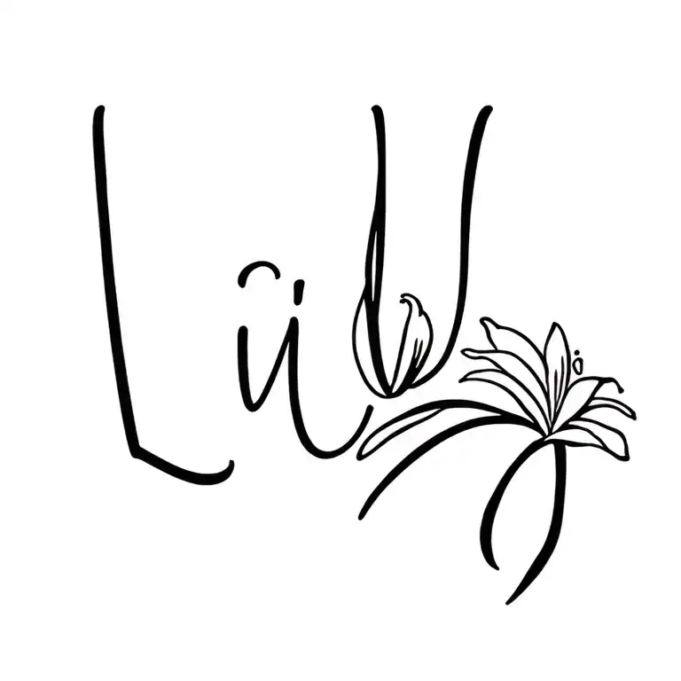 Says The Word Lily In Fancy Font And Has A Lily Flower