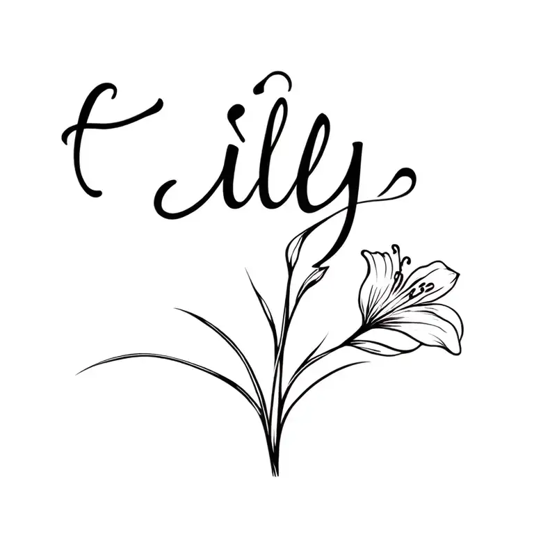 Says The Word Lily In Fancy Font And Has A Lily Flower