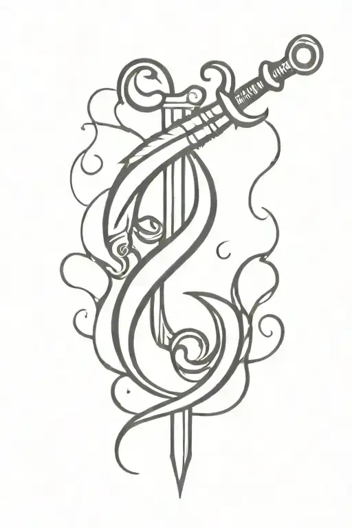 Small Dagger With Fish Hook Intertwined