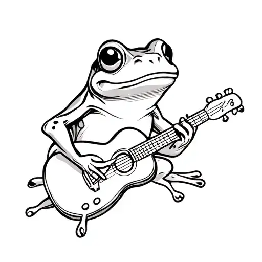 Cute Frog Playing A Guitar