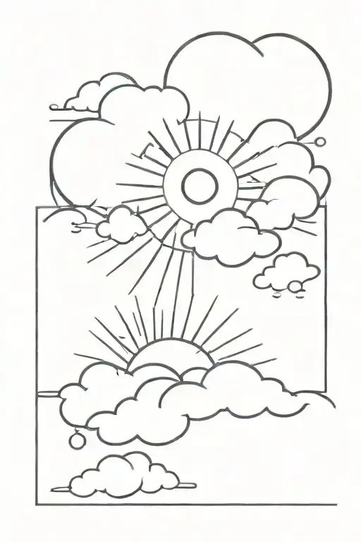 Sun Rising Through 2 Clouds Surrounding
