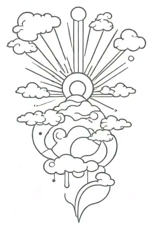 Sun Rising Through Clouds Forming The Shape