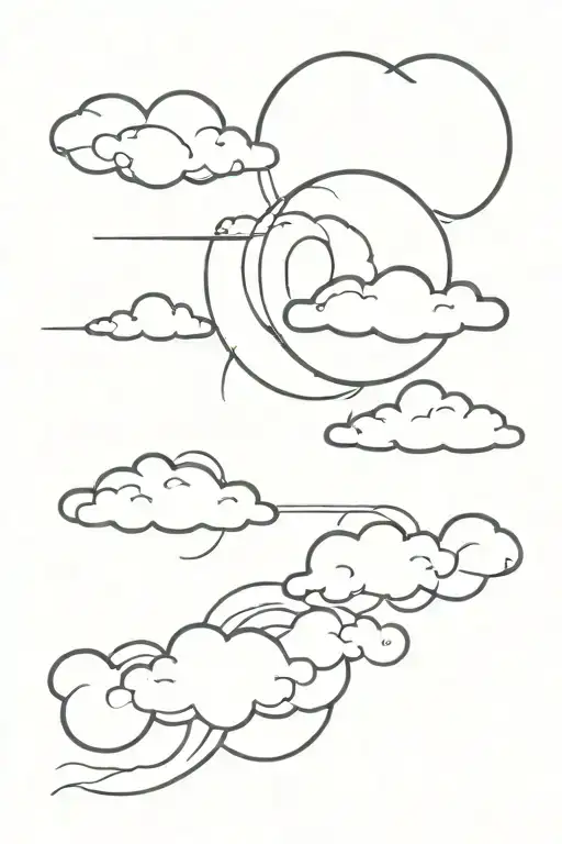Sun Rising Through 2 Clouds