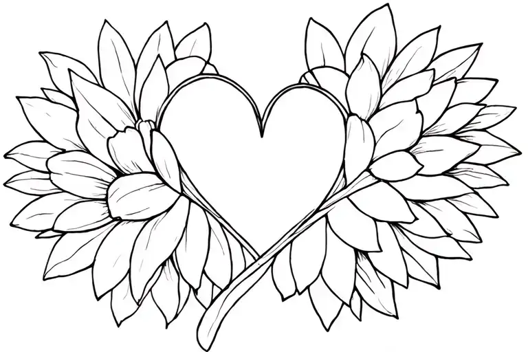 Heart And Sunflower Intertwined