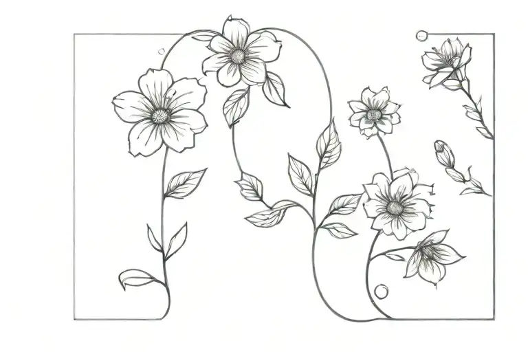 Fineline Flower Bracelet Tattoo Wrist Band