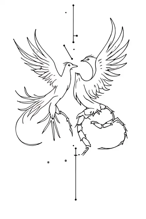 Phoenix & Scorpio Constellation Intertwined