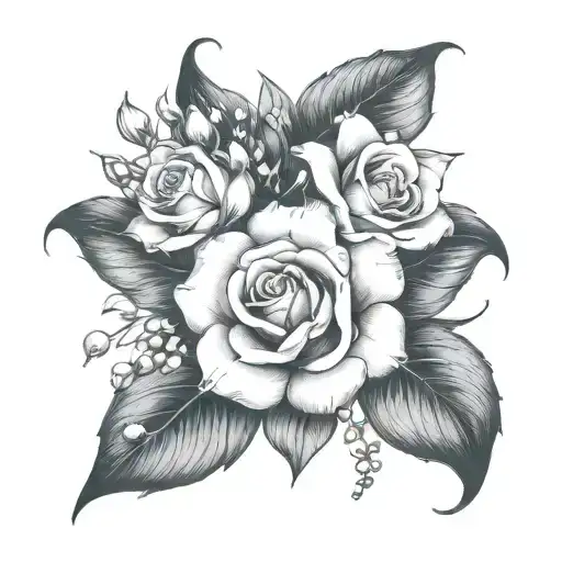 Rose And Lily Of The Valley Intertwined With Eachother