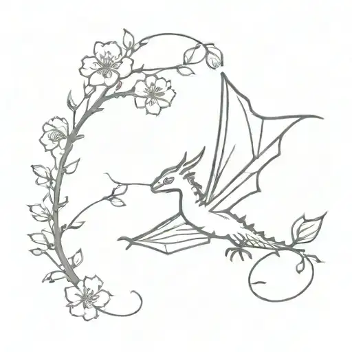 Dragon Flys And Cherry Blossom Petals Falling