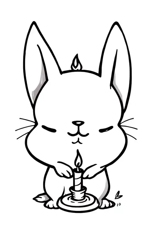 Cute Rabbit With A Candle As A Tribute To Death Stannding