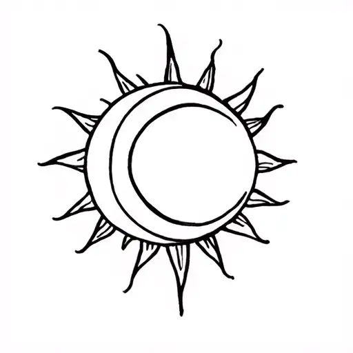Filled In Sun And Separate Crescent Moon Outline