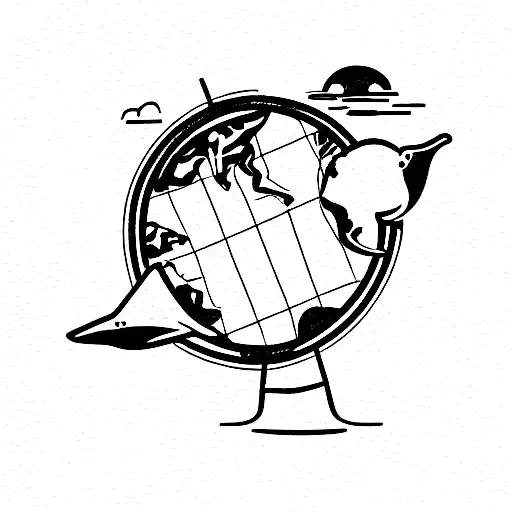 Blue Whale Juggling With Terrestrial Globe On Its Tale