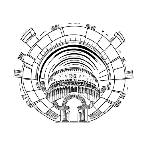 A Roman Colosseum Surrounded By Gladiators In Battle