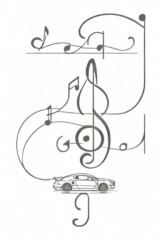 Musical Note And Sports Car
