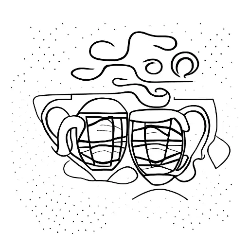 A Minimalist Tattoo Of Two Soccer Players Holding Coffee Mugs