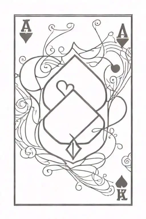 Minimalistic Line Art Tattoo Of A Jack Of Hearts Playing Card