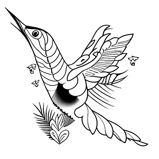 Jamican Humming Bird With Hibcus Floor And Outline Of Jamica
