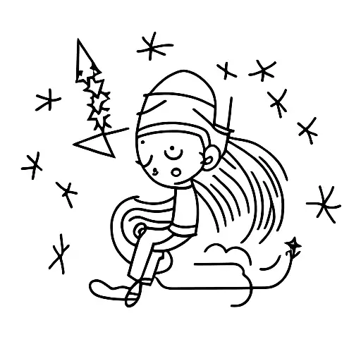 A Minimalist Tattoo Of A Child Riding A Shooting Star