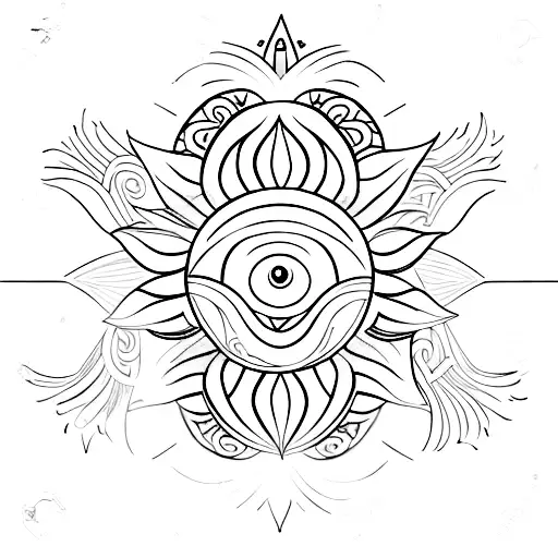 Lotus Flower With The Sun And The Moon