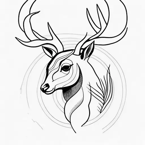 A Minimalist Tattoo Of A Graceful Deer Standing In A Serene Forest