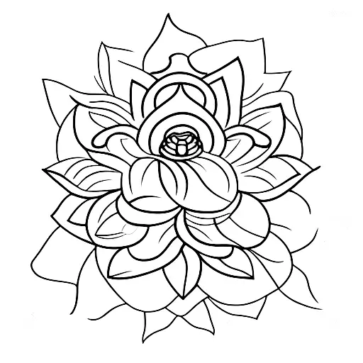 A Minimalist Tattoo Of A Lotus Flower With The Silhouette Of A Woman Inside