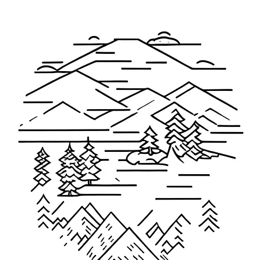 A Minimalist Tattoo Of A Serene Forest Scene With Subtle Gaming References