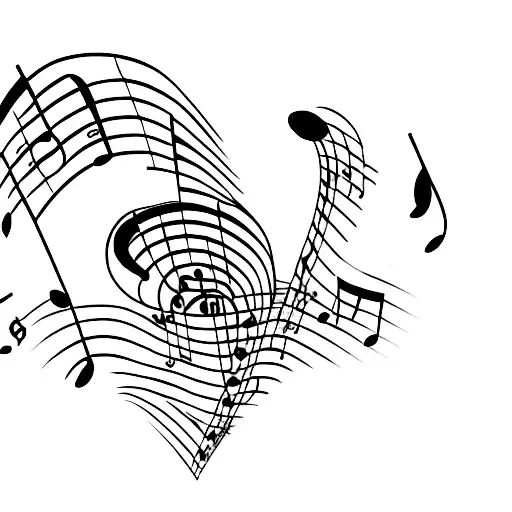 A Minimalist Design Of A Heart-shaped Music Sheet With 'Rita' Written On It