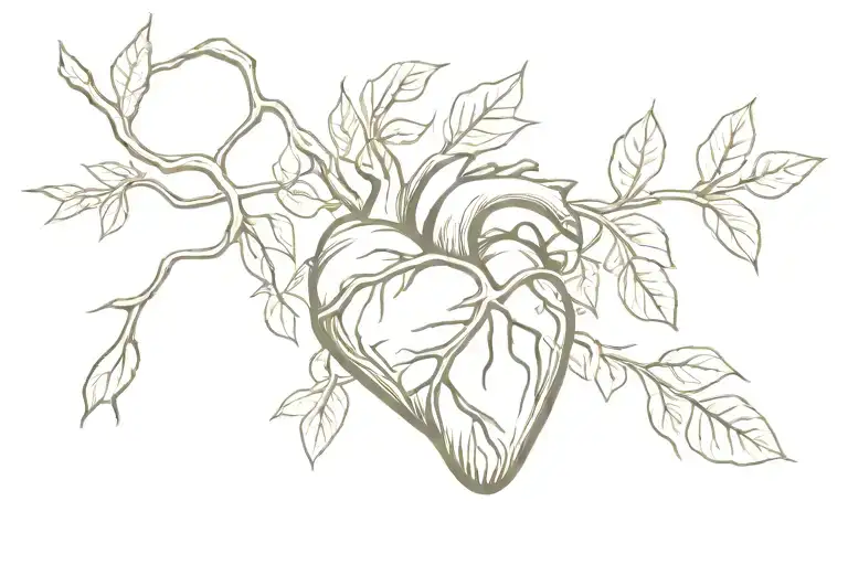 Fig Tree Branch Wrapped Around An Anatomically Correct Heart