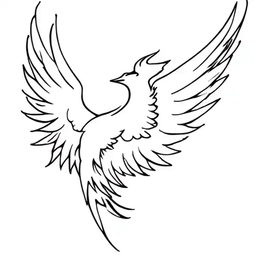 Minimalist Phoenix Rising With A Slightly Torn Wing