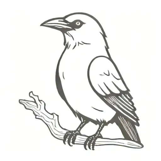 Cute Drawn Comic Crow