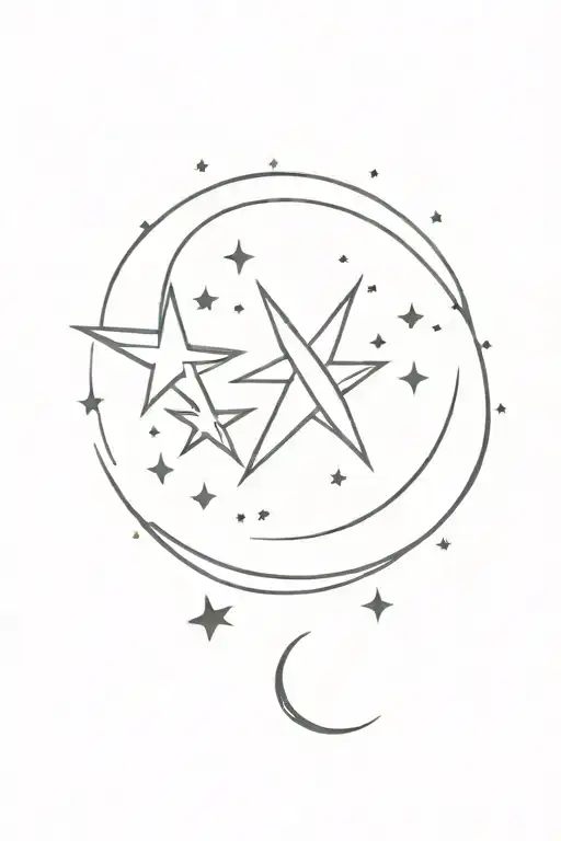 Stars And Moon Shining