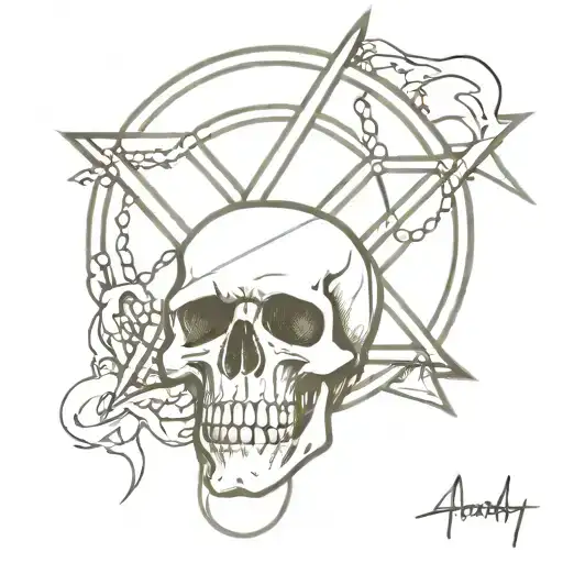 Anarchy Symbol With A Skull
