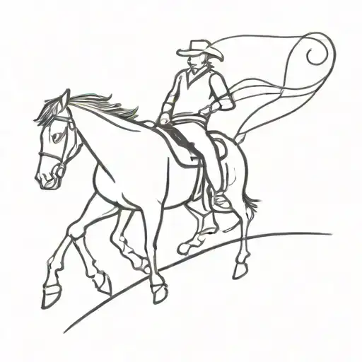 Cowboy With Horse Sunset