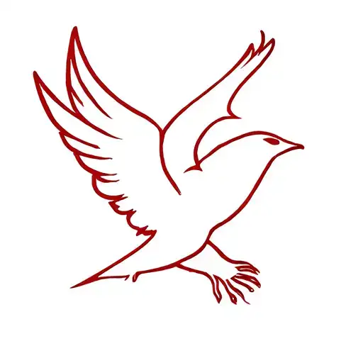 A Minimalist Liverbird Silhouette Tattoo With A Subtle Red Background