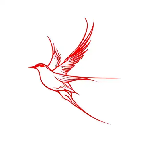 A Minimalist Liverbird Tattoo With A Red Color Accent