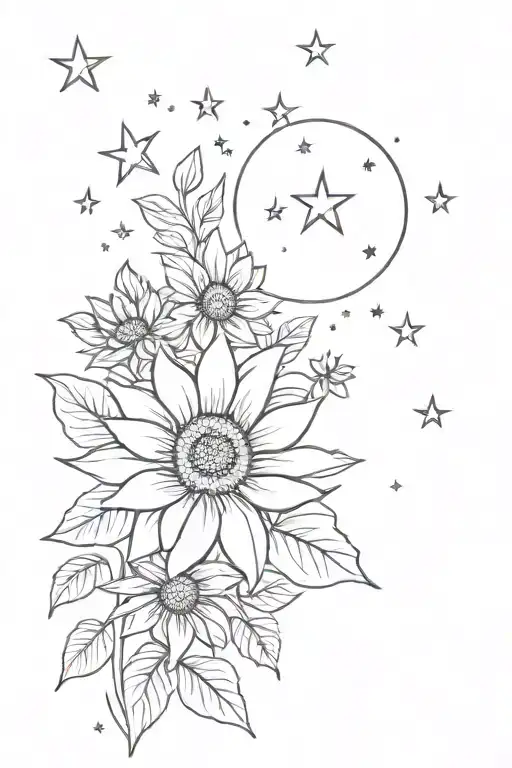Sunflower And Stars Scattered